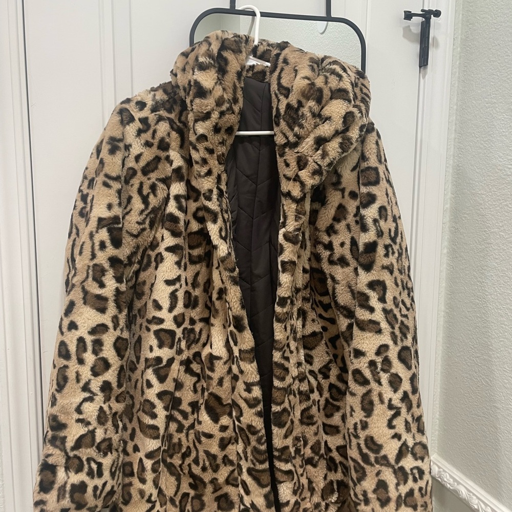Leopard Print Faux Fur Coat